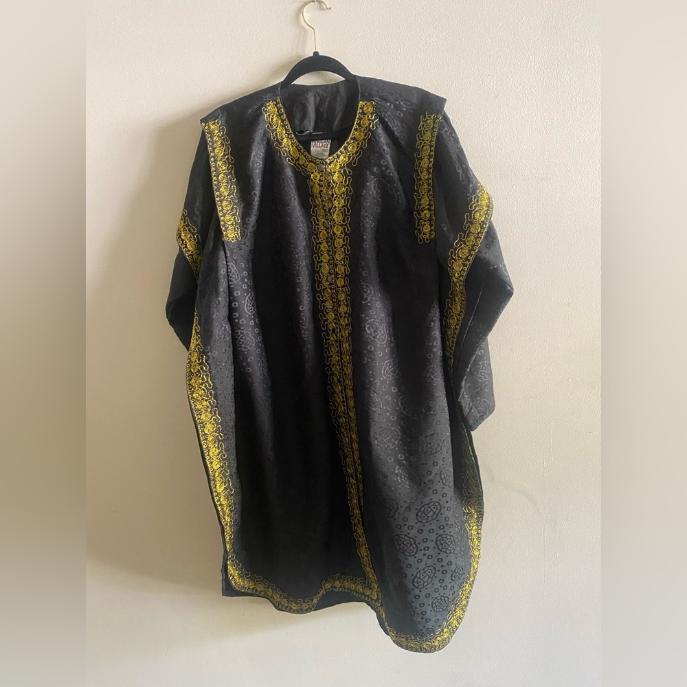 The African Village Black and Gold Embroidered Kaftan